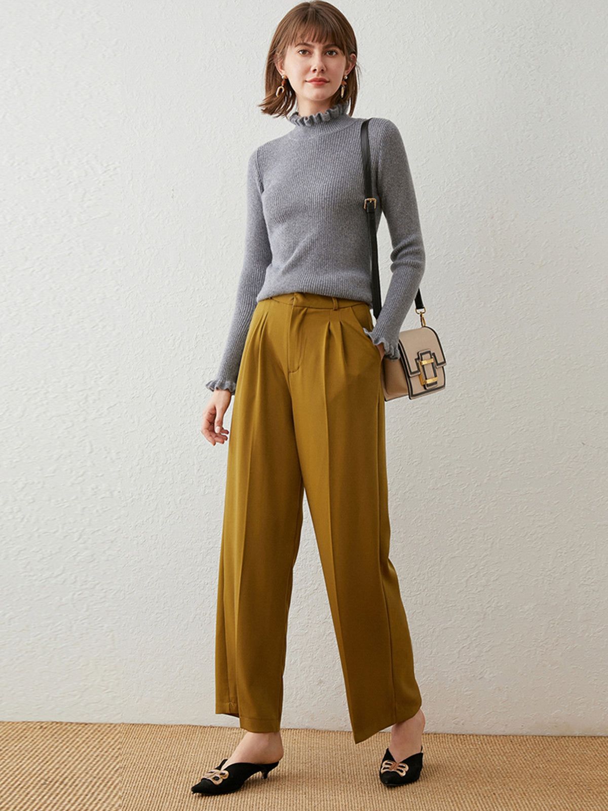 Ribbed Frilly Mockneck Knit Top sold by COMMENSE product image thumbnail 2