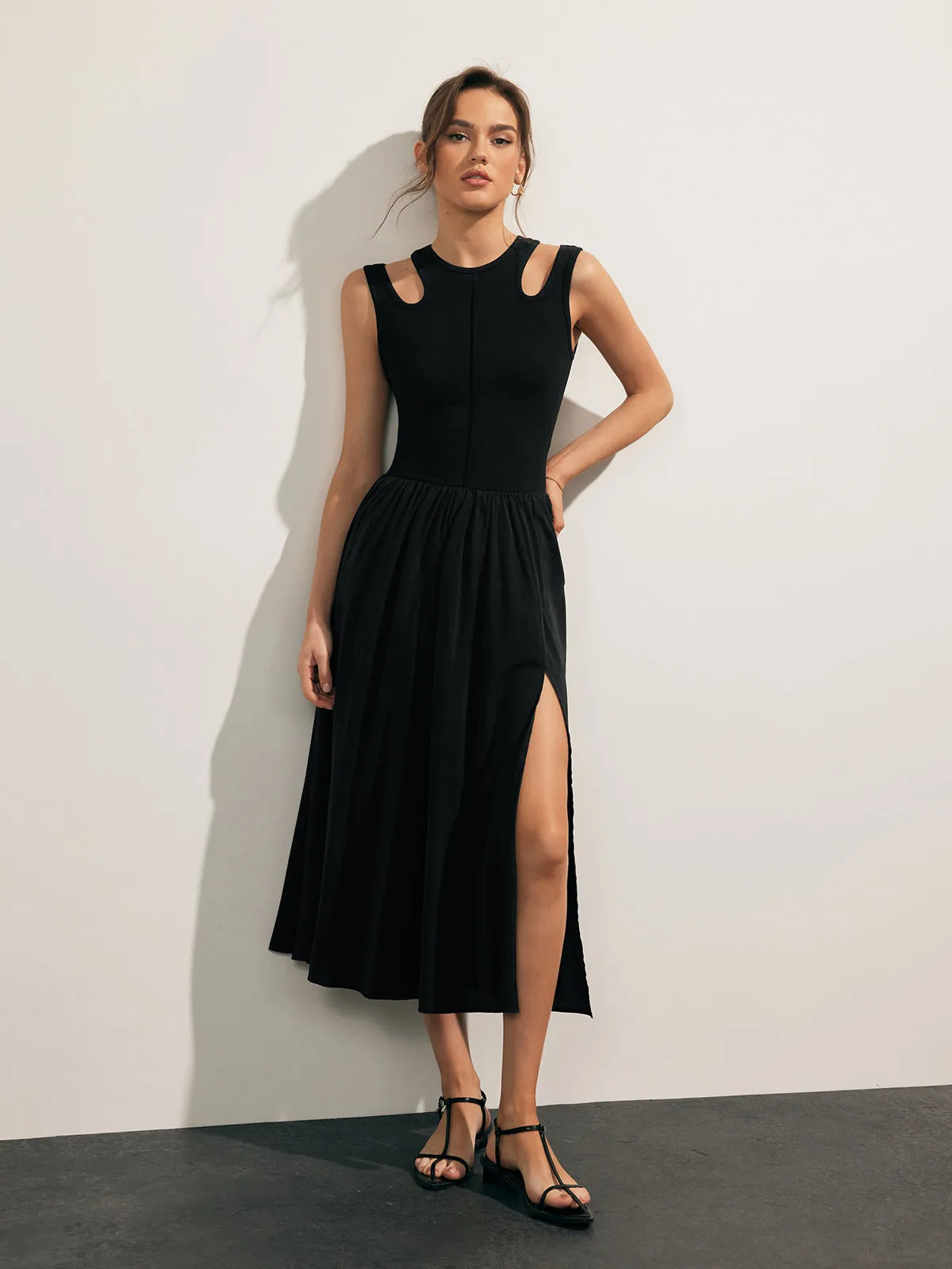 Cutout Split Thigh Midi Dress sold by COMMENSE product image thumbnail 5