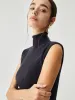Sleeveless Mock Neck Slit Ribbed Knit Sweater sold by COMMENSE