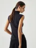 Sleeveless Mock Neck Slit Ribbed Knit Sweater sold by COMMENSE