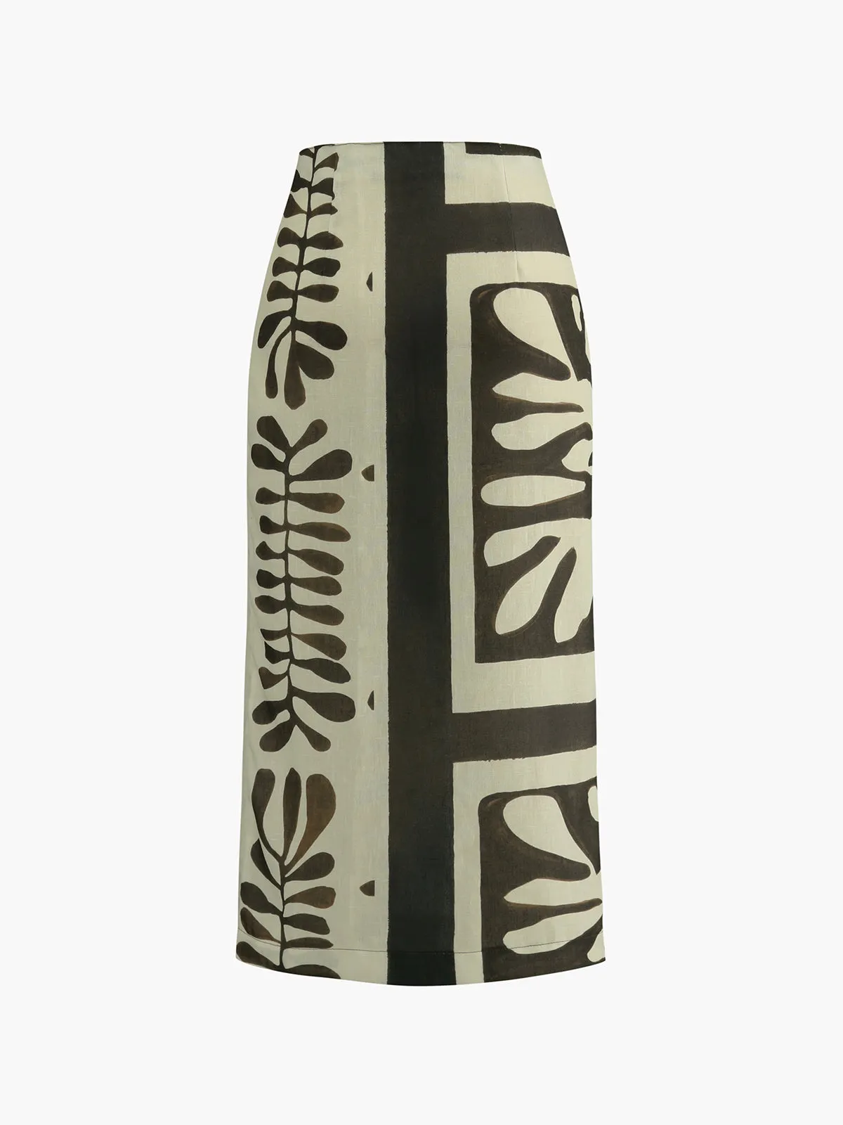 Asymmetrical Leaf Print Midi Skirt sold by COMMENSE product image thumbnail 2