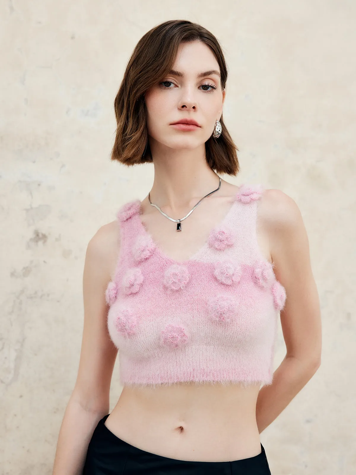 3D Flower Gradient Short Tank Top sold by COMMENSE product image thumbnail 2