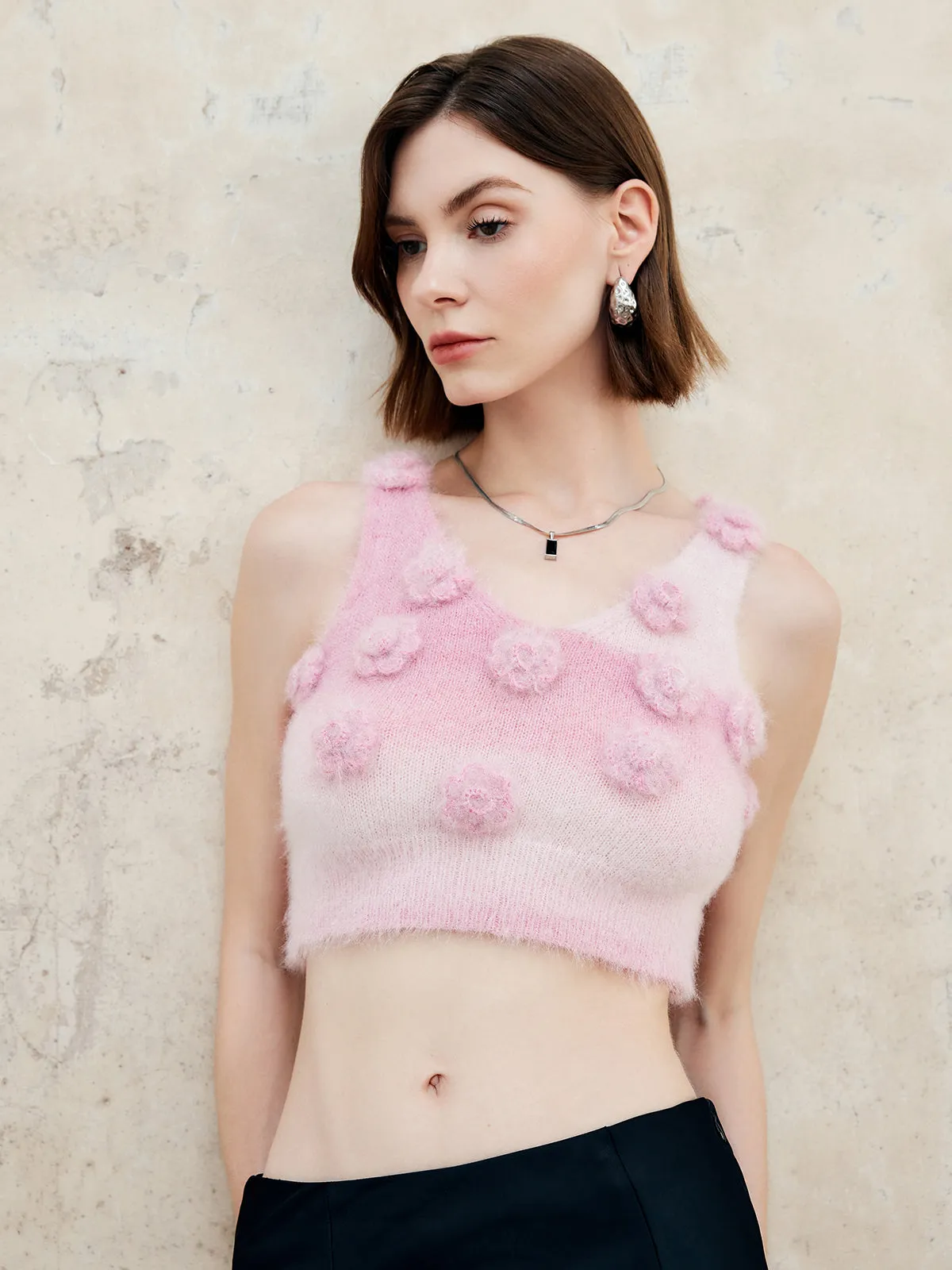 3D Flower Gradient Short Tank Top sold by COMMENSE product image thumbnail 3