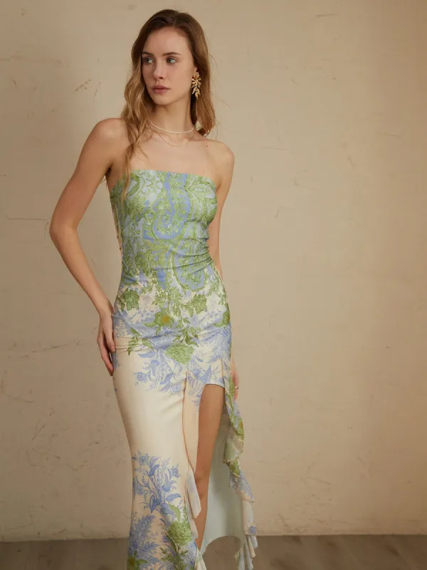 Monet Floral Print Split Midi Dress sold by COMMENSE