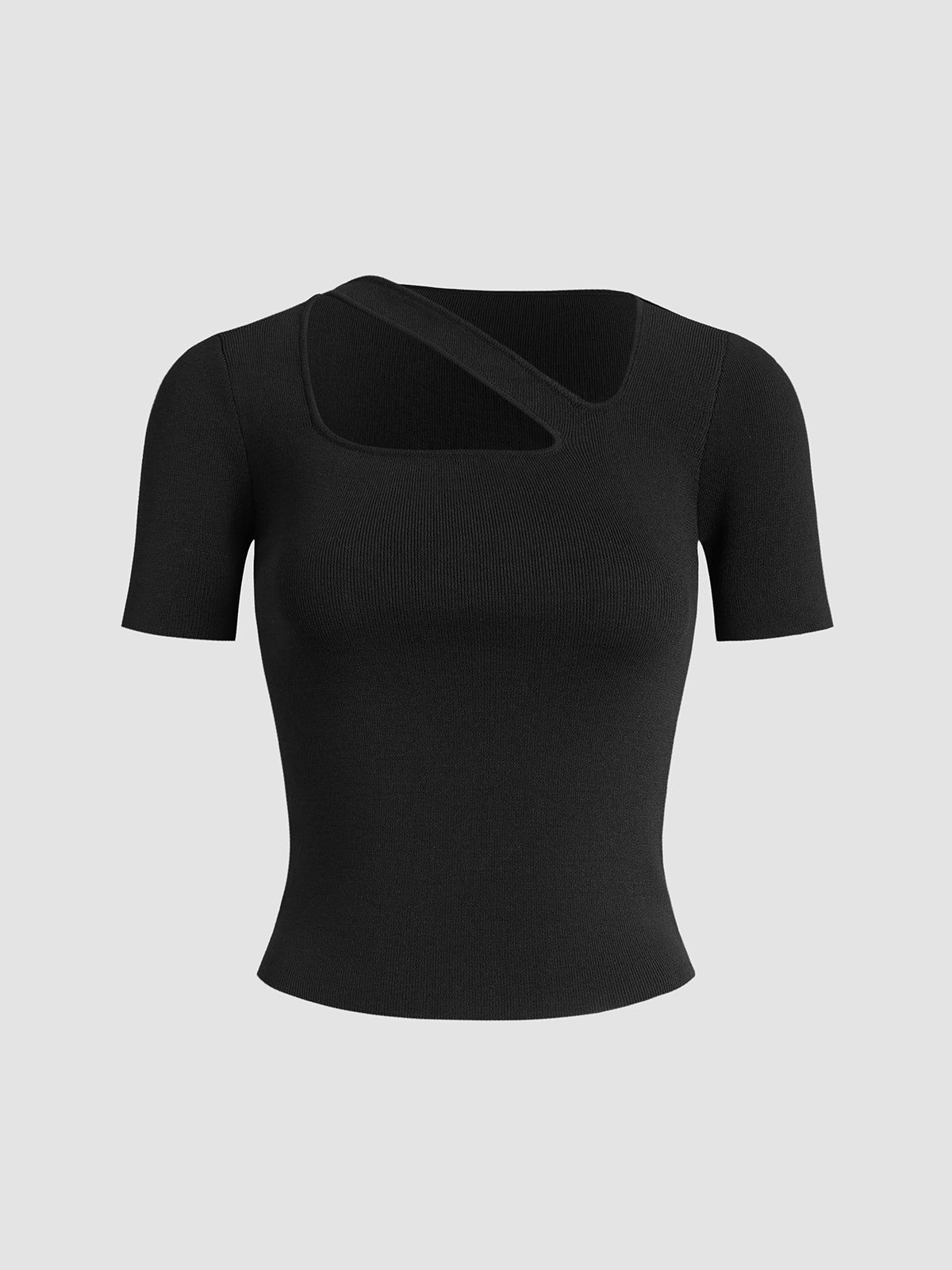 Front Cutout Short Sleeve Shirt sold by COMMENSE product image thumbnail 2