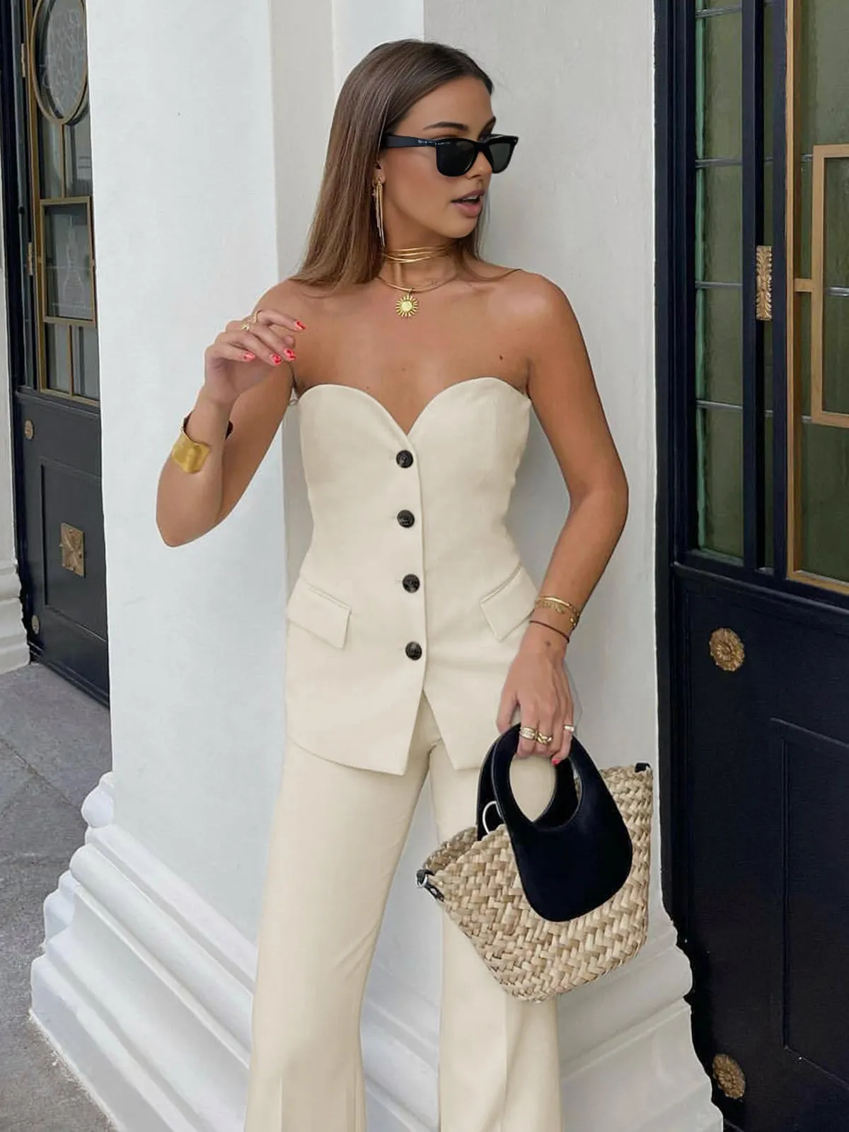 Solid Straight Leg Pants sold by COMMENSE product image thumbnail 3