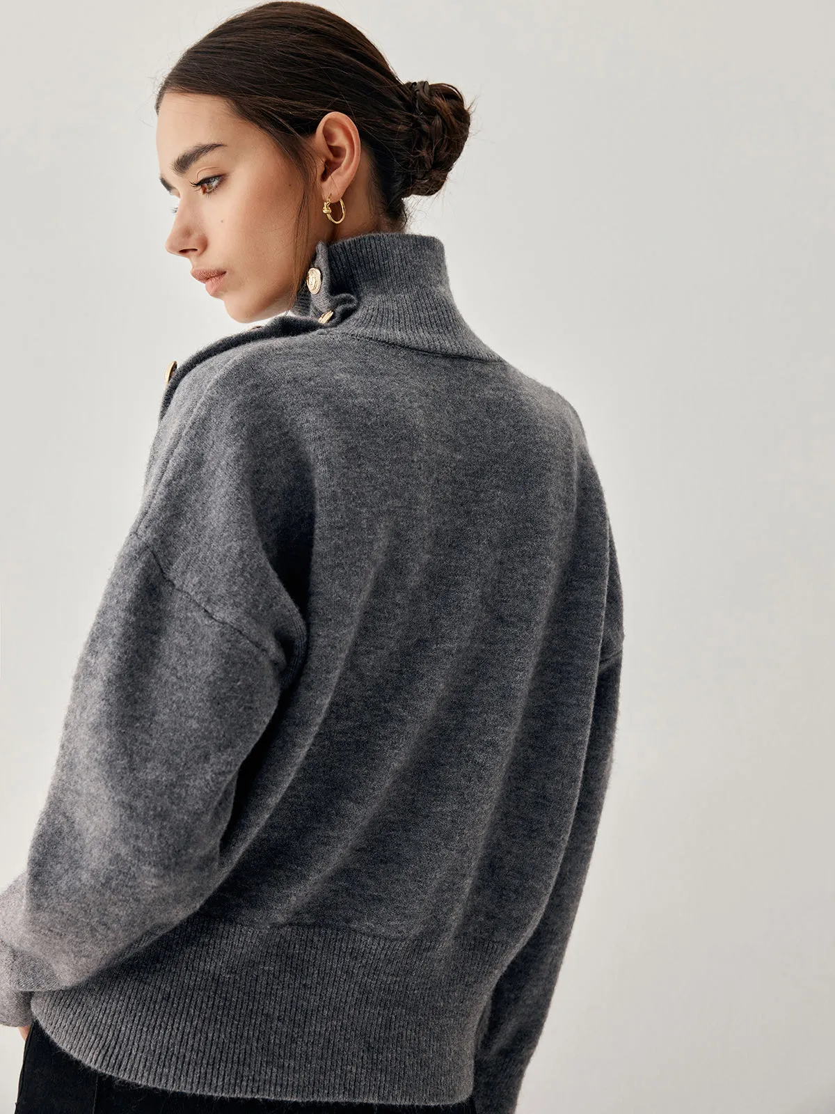 Vintage Buttoned Turtleneck Sweater sold by COMMENSE product image thumbnail 5