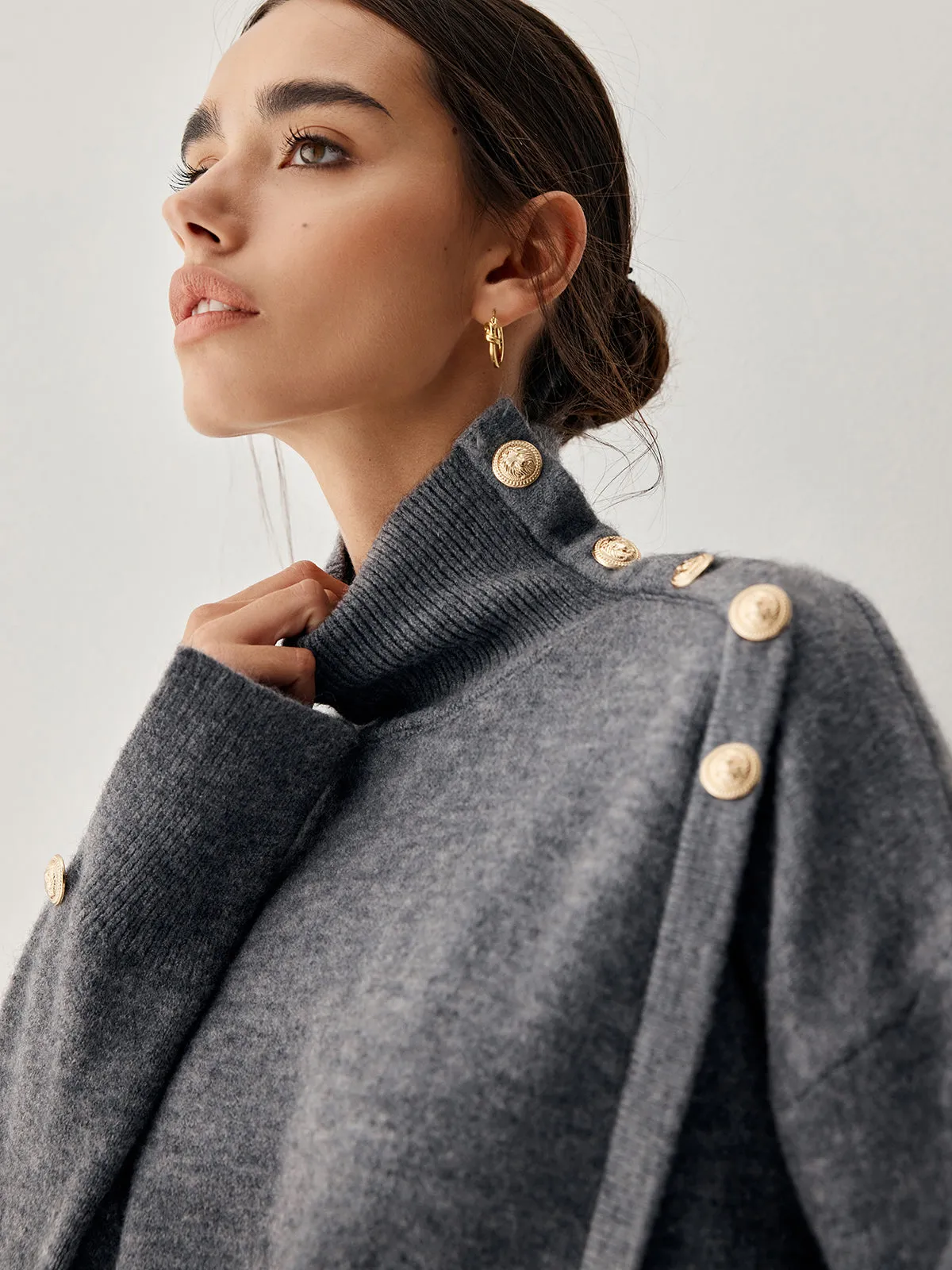 Vintage Buttoned Turtleneck Sweater sold by COMMENSE product image thumbnail 4