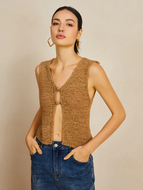 Split Button Sweater Vest sold by COMMENSE
