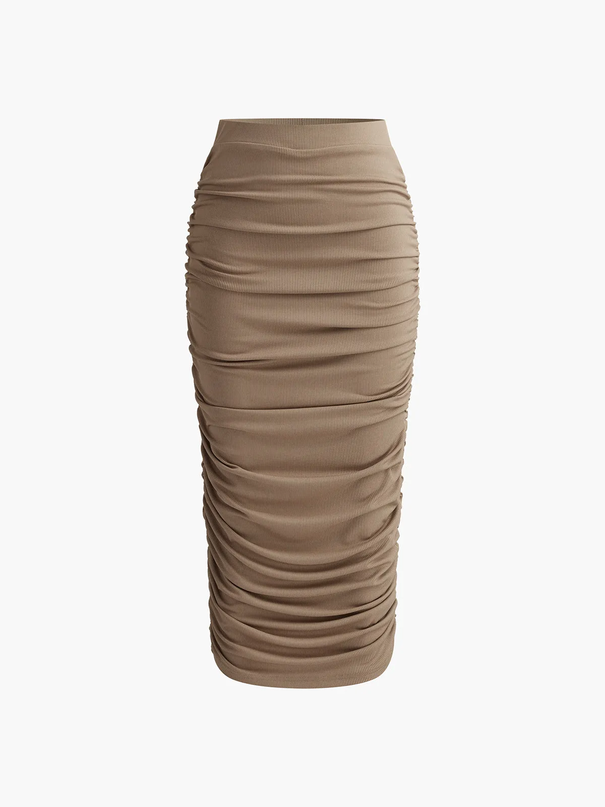Stretch Pleated Ribbed Midi Skirt sold by COMMENSE