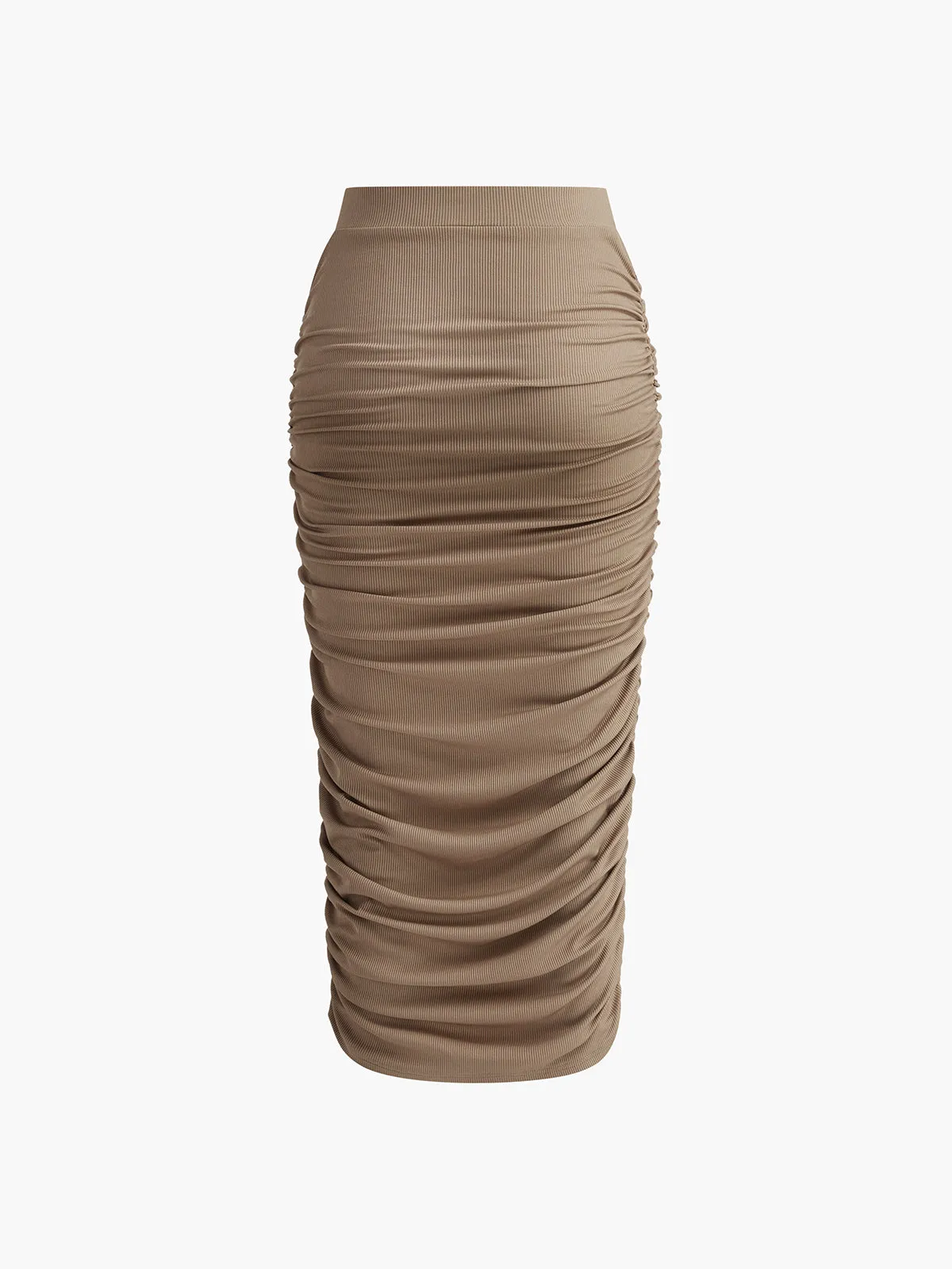 Stretch Pleated Ribbed Midi Skirt sold by COMMENSE product image thumbnail 2