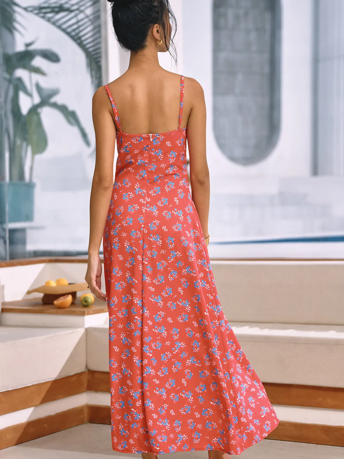 Tropical Floral Print Cami Long Dress sold by COMMENSE product image thumbnail 4