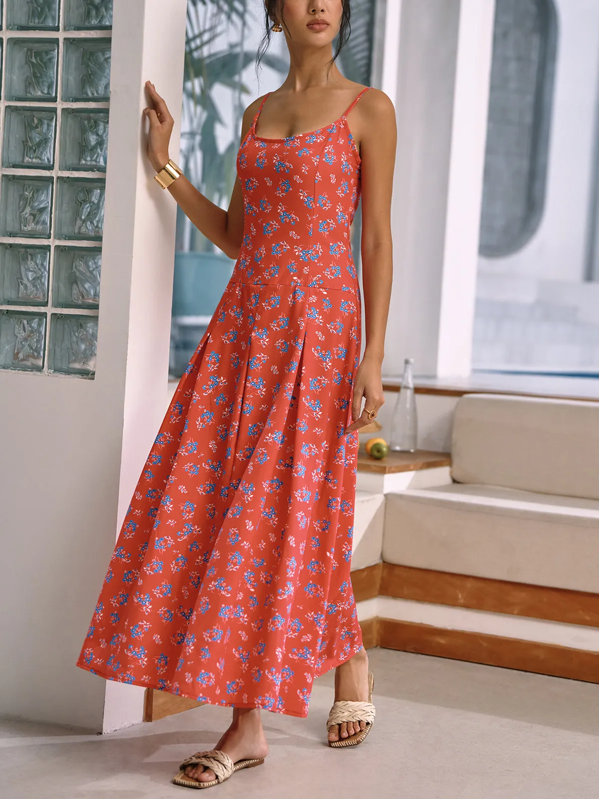 Tropical Floral Print Cami Long Dress sold by COMMENSE