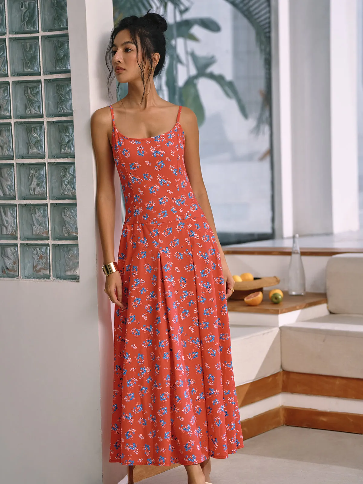 Tropical Floral Print Cami Long Dress sold by COMMENSE product image thumbnail 2