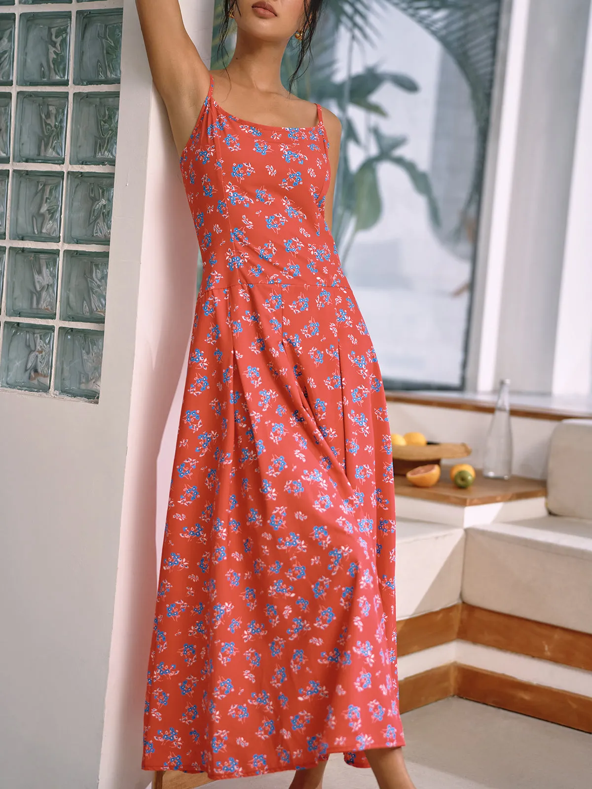 Tropical Floral Print Cami Long Dress sold by COMMENSE product image thumbnail 3