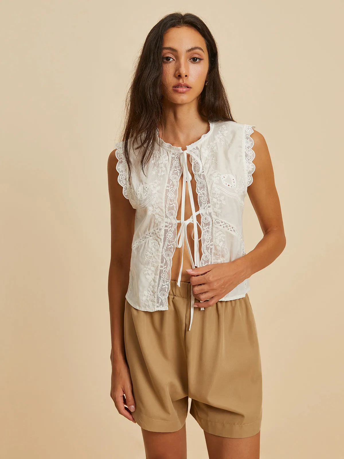 Cotton Embroidery Drawstring Blouse sold by COMMENSE product image thumbnail 5