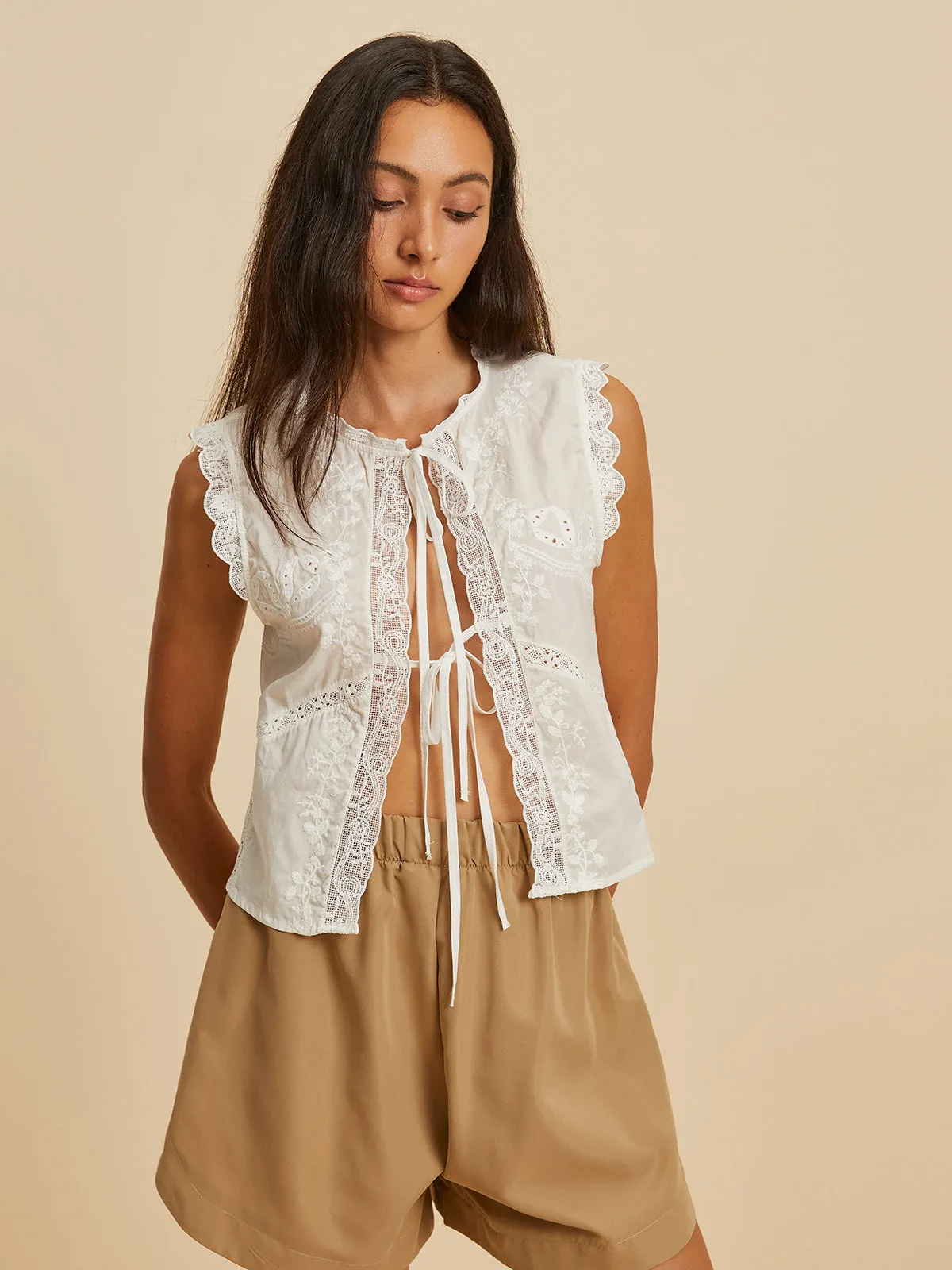 Cotton Embroidery Drawstring Blouse sold by COMMENSE product image thumbnail 2