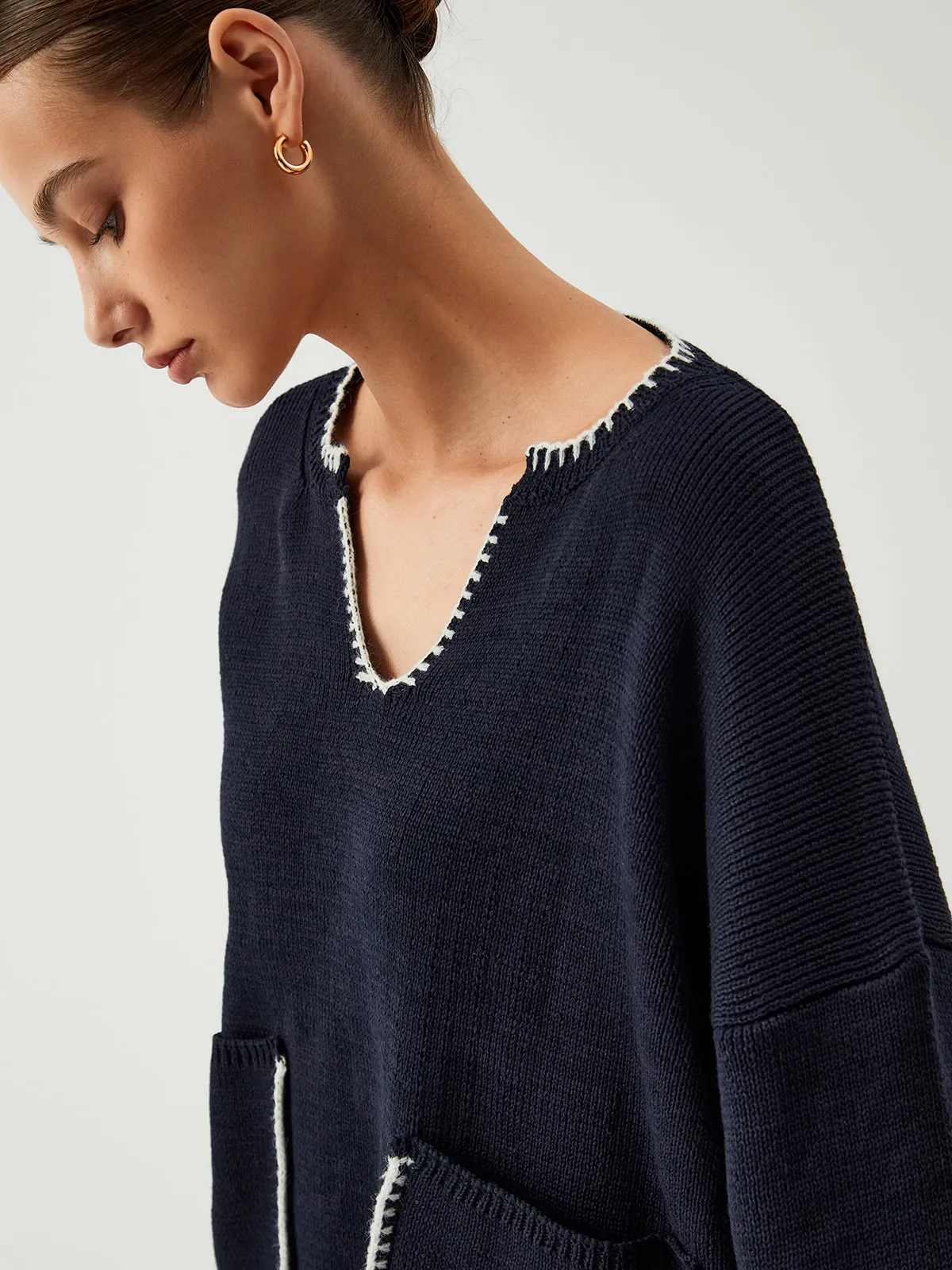 Tranquility Contrast Trim Sweater sold by COMMENSE product image thumbnail 4