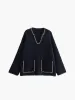 Tranquility Contrast Trim Sweater sold by COMMENSE