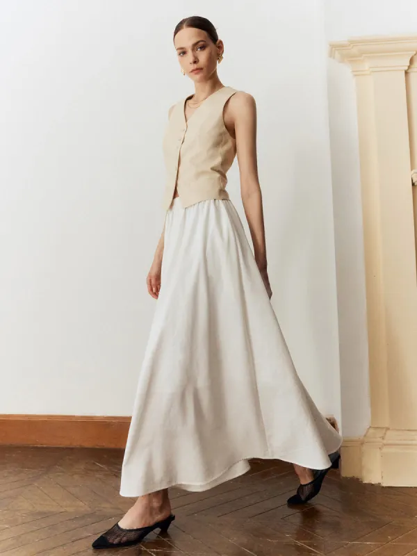Cotton & Linen Maxi Skirt sold by COMMENSE