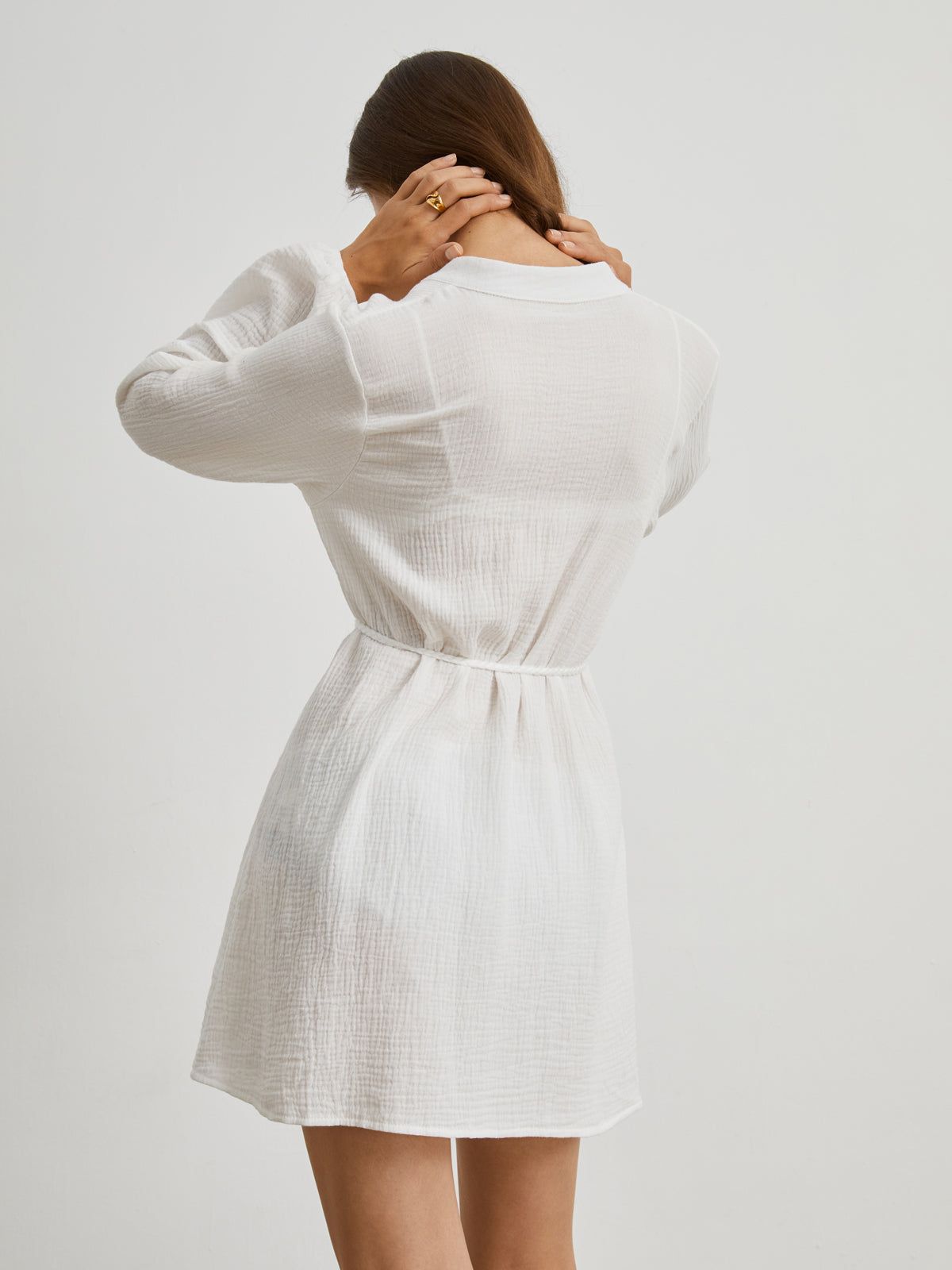 Cotton Tied Short Shirt Dress sold by COMMENSE product image thumbnail 4