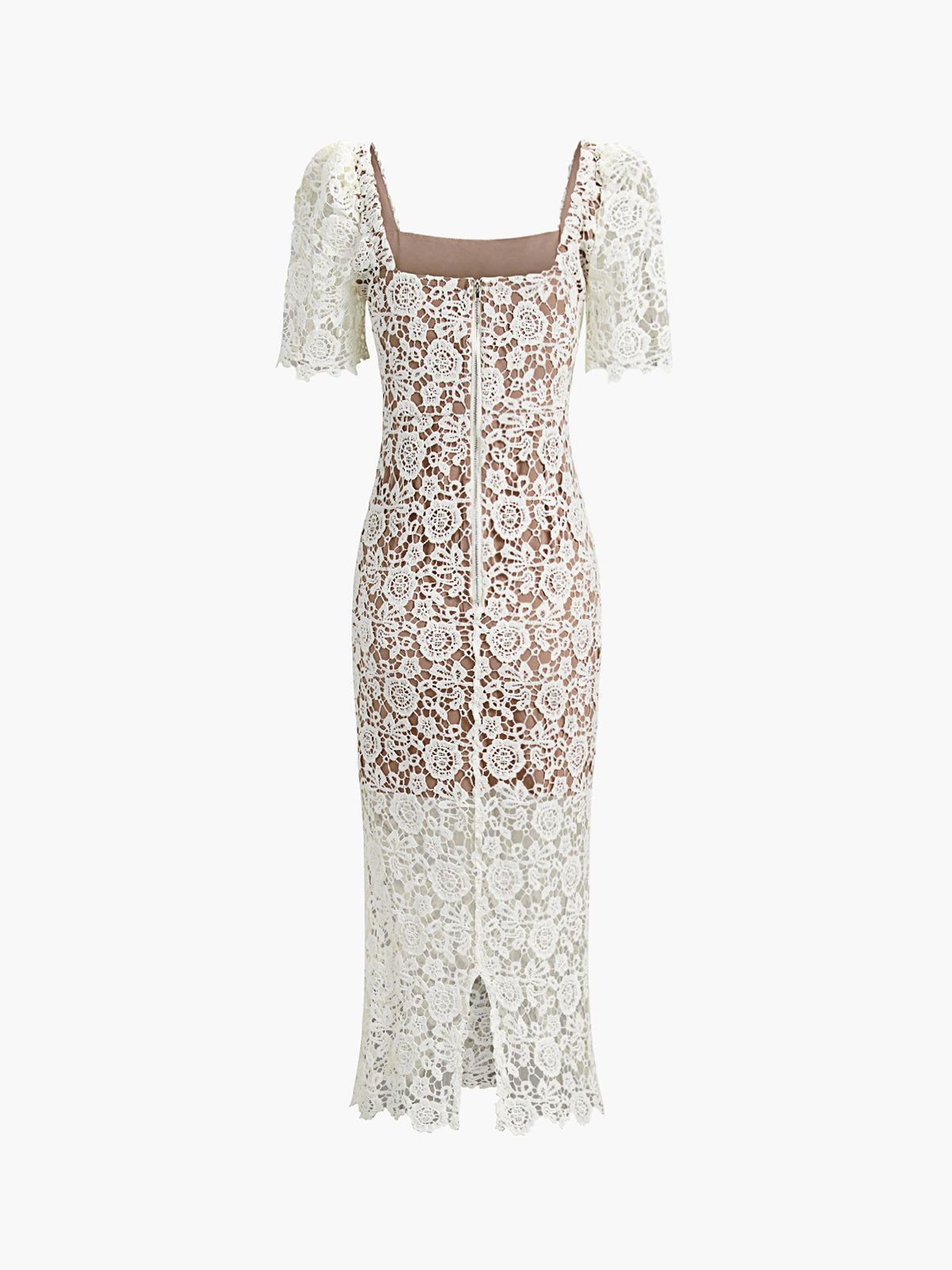 Rhinestone Floral Lace Zippered Midi Dress sold by COMMENSE product image thumbnail 3