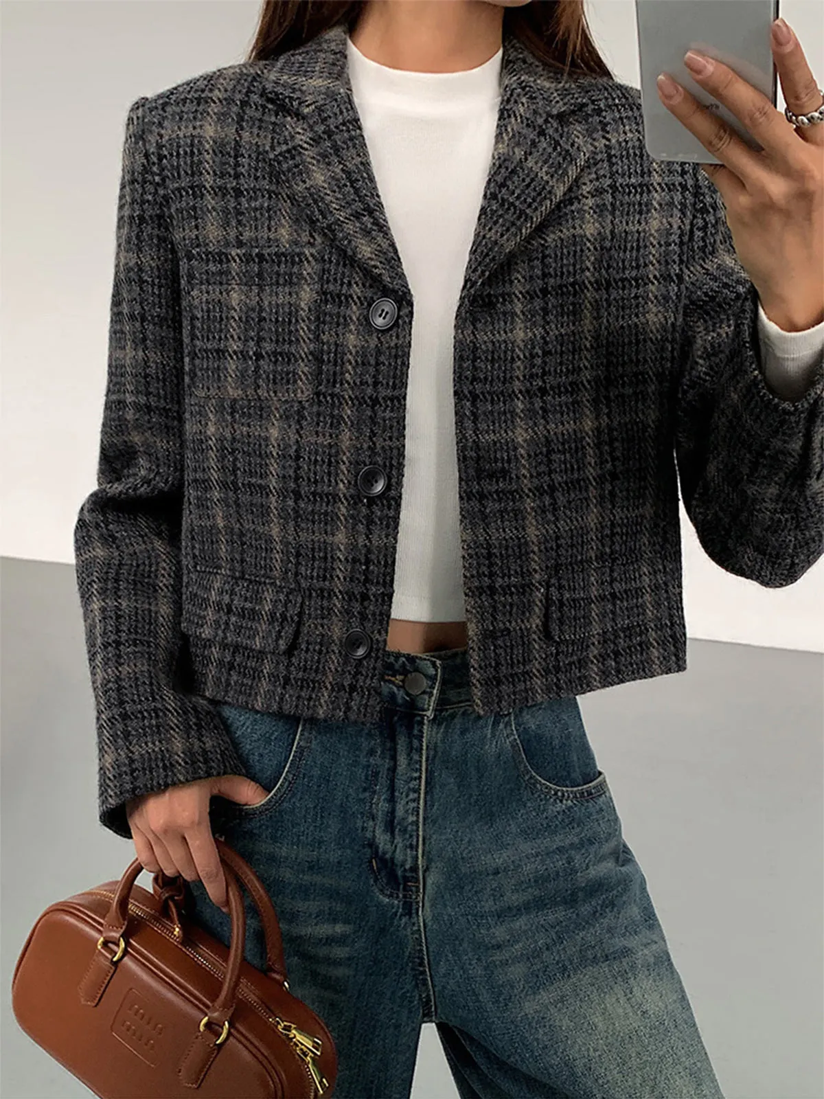 Tweed Crop Blazer sold by COMMENSE product image thumbnail 3