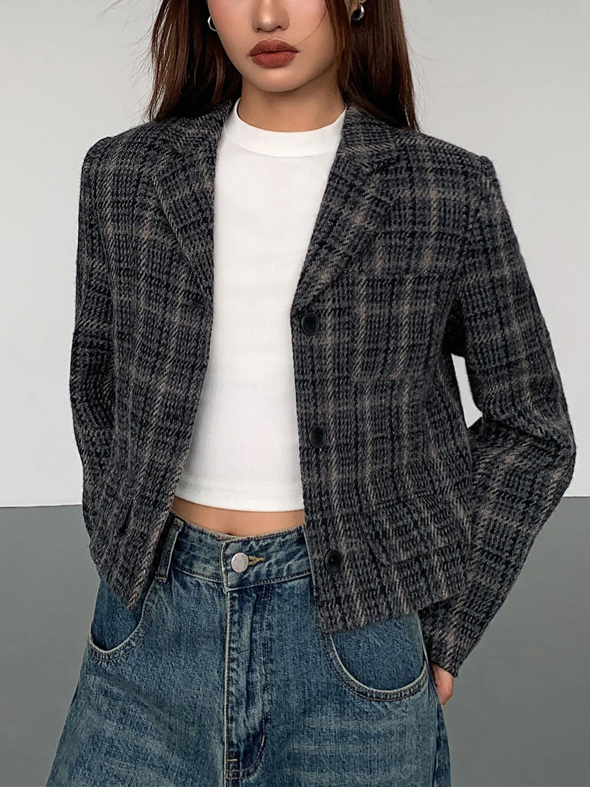 Tweed Crop Blazer sold by COMMENSE