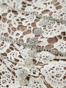 Rhinestone Floral Lace Zippered Midi Dress sold by COMMENSE