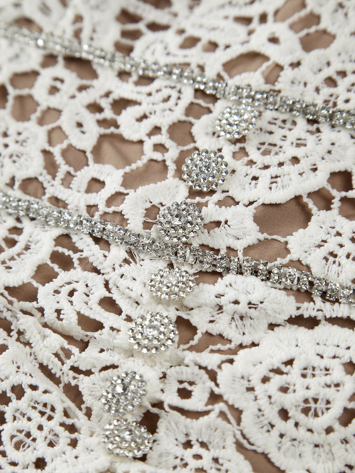 Rhinestone Floral Lace Zippered Midi Dress sold by COMMENSE product image thumbnail 2