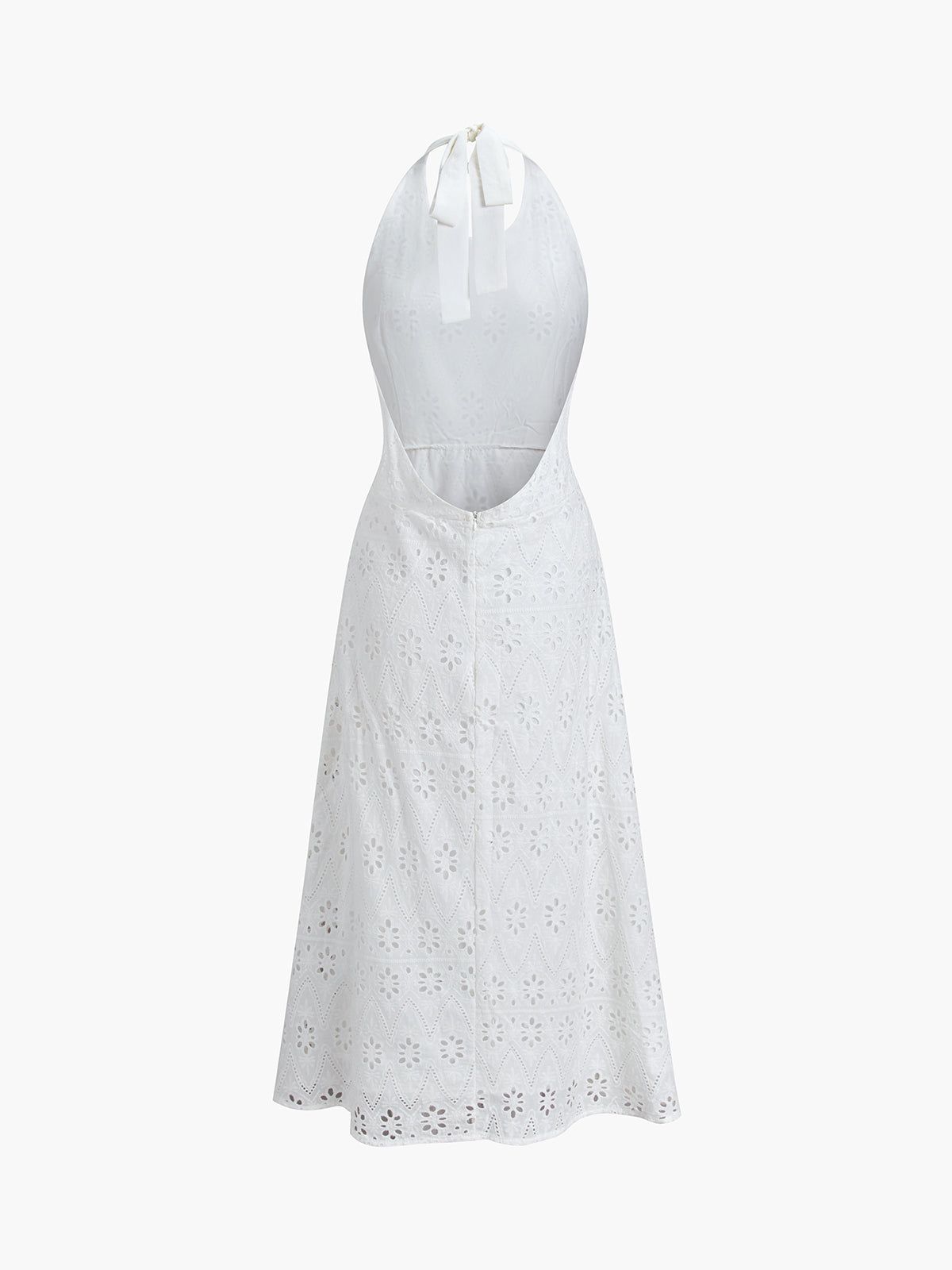 Floral Eyelet Halter Open Back Midi Dress sold by COMMENSE product image thumbnail 2