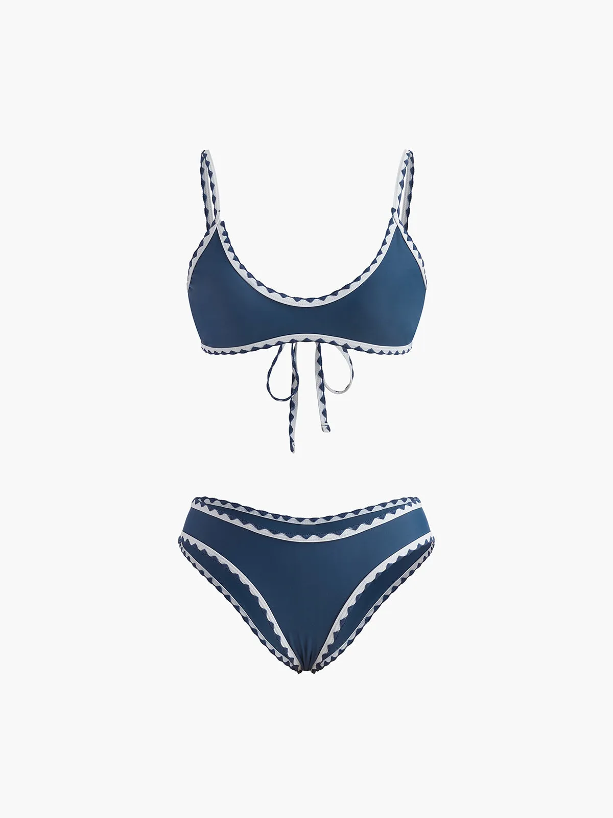 Contrast Trim Knotted Bikini Set sold by COMMENSE