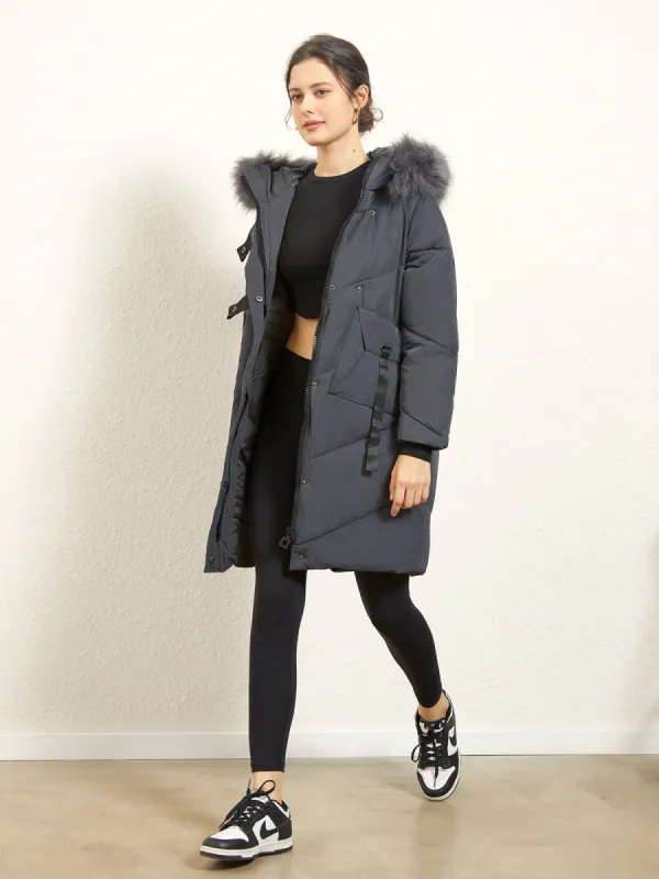 Lightweight Faux Fur Trim Quilted Parka Coat sold by COMMENSE