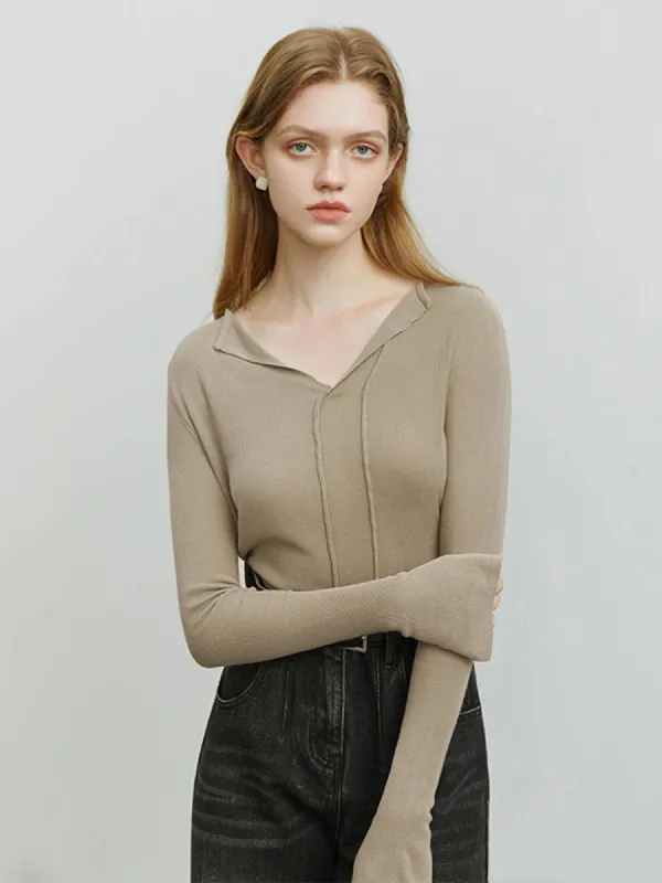V-Neck Solid Blouse sold by COMMENSE