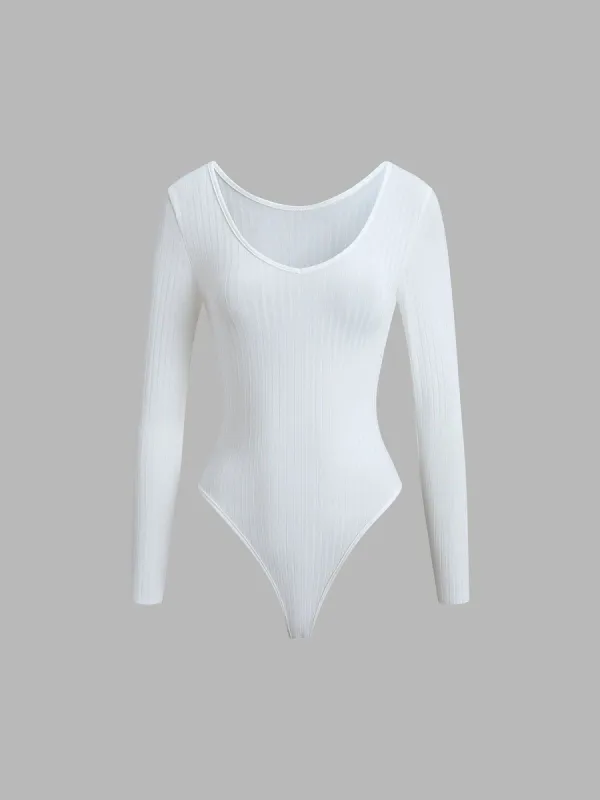 White Textured Bodysuit sold by COMMENSE