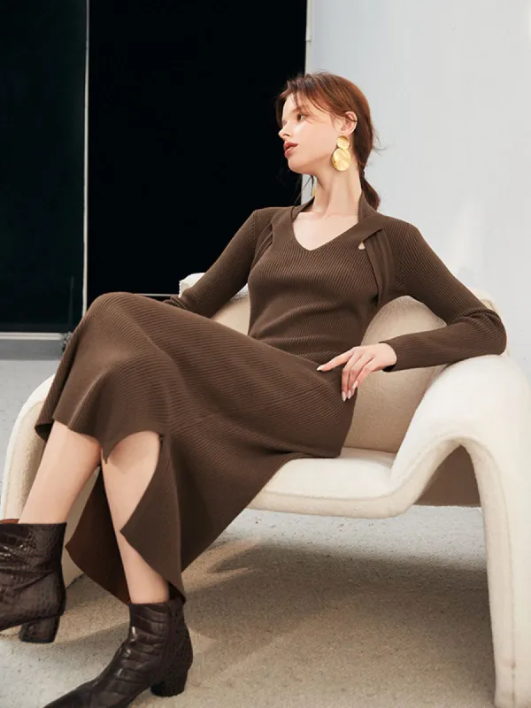 Solid Halter Sweater Dress sold by COMMENSE