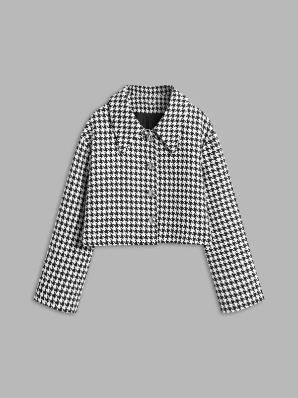 Houndstooth Collared Jacket sold by COMMENSE