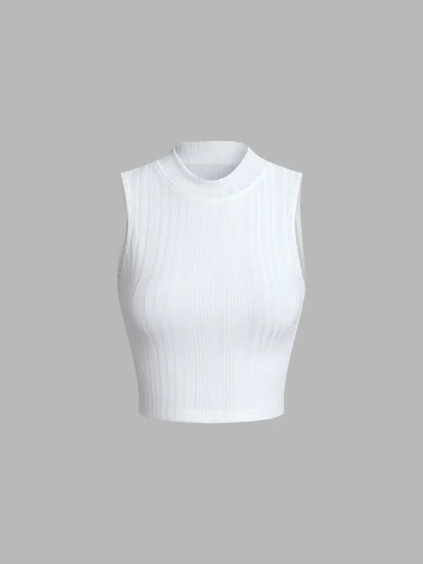 Texutured Open Back Crop Tank Top sold by COMMENSE