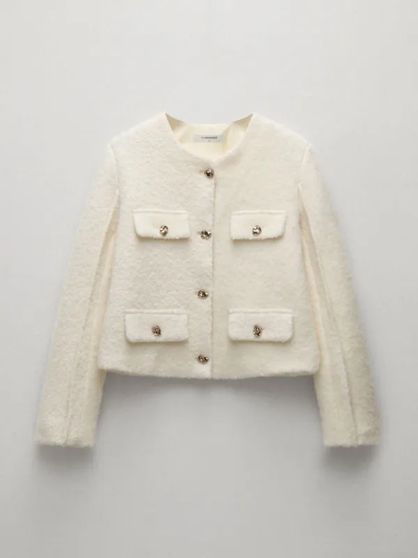 Tweed Button Detail Jacket sold by COMMENSE