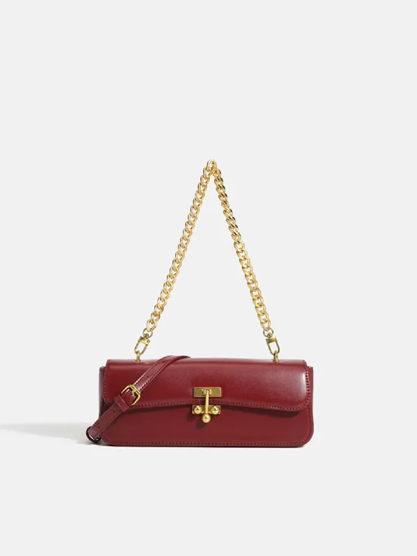 Chain Icon Leather Shoulder Bag sold by COMMENSE