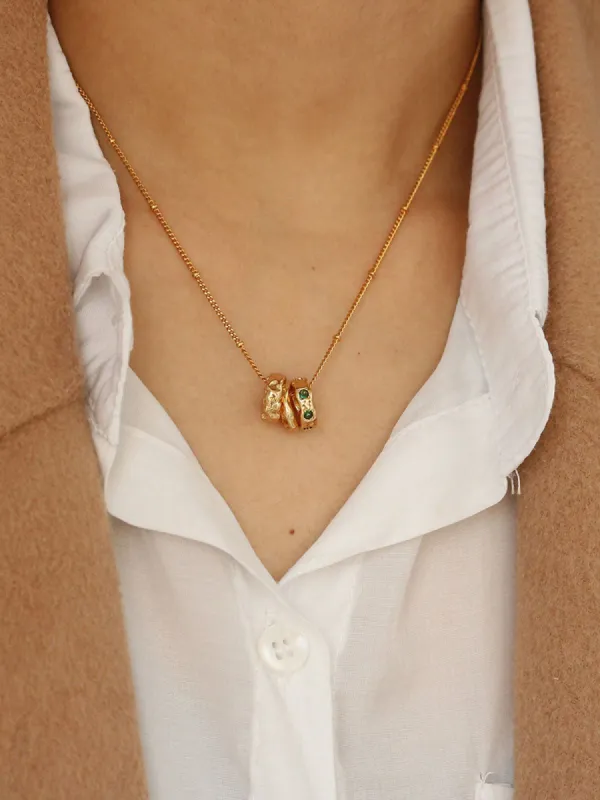 Emerald Triple Rings Necklace sold by COMMENSE