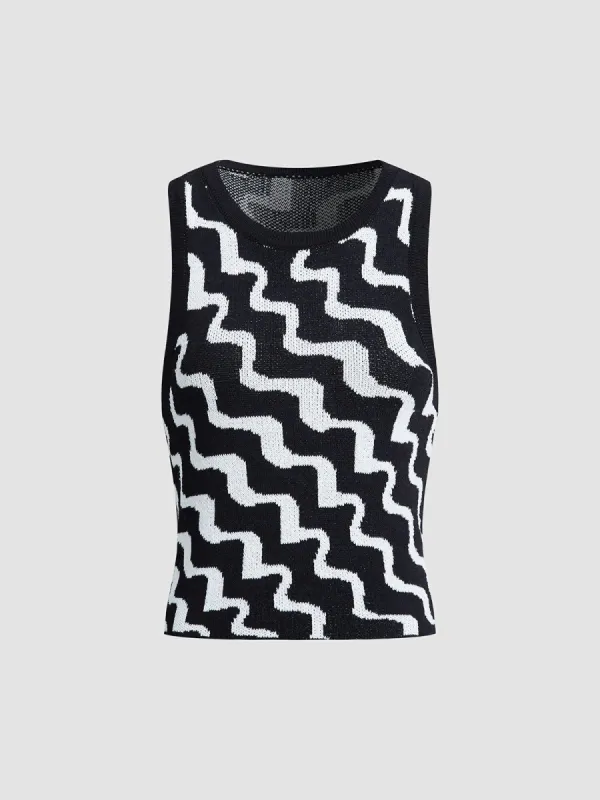 Wavy Stripe Knit Top sold by COMMENSE
