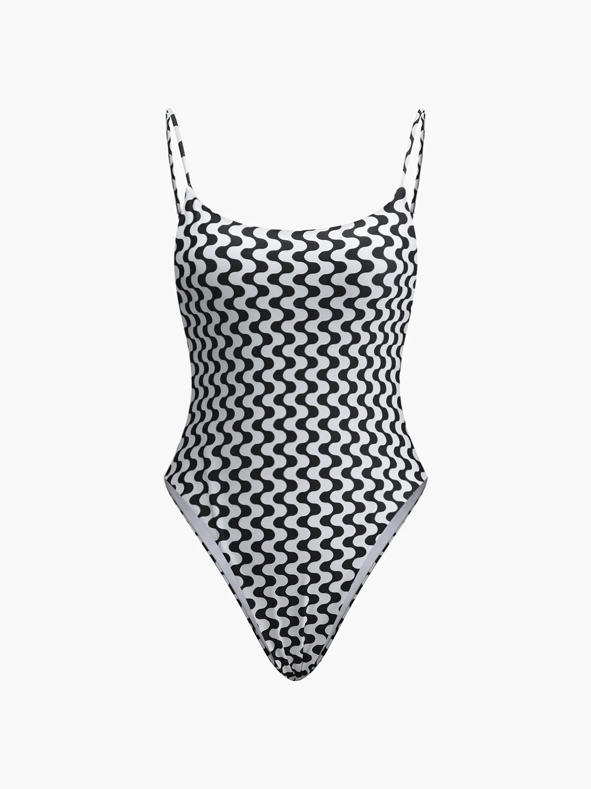 Wave Print Backless One Piece Swimsuit sold by COMMENSE