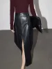 Leather Slit Maxi Skirt sold by COMMENSE