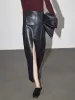 Leather Slit Maxi Skirt sold by COMMENSE
