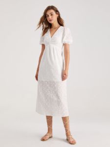 Short Puff Sleeve Eyelet M Dress sold by COMMENSE