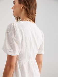 Short Puff Sleeve Eyelet M Dress sold by COMMENSE