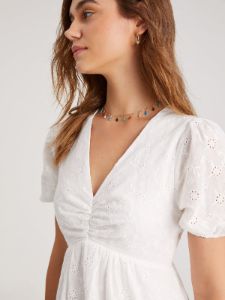 Short Puff Sleeve Eyelet M Dress sold by COMMENSE