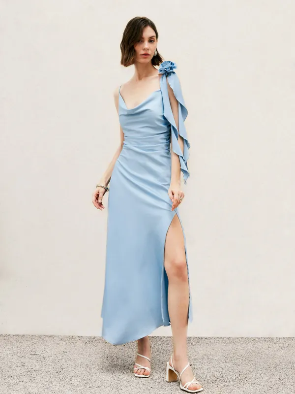 Side Split & Rosette Cami Long Dress sold by COMMENSE