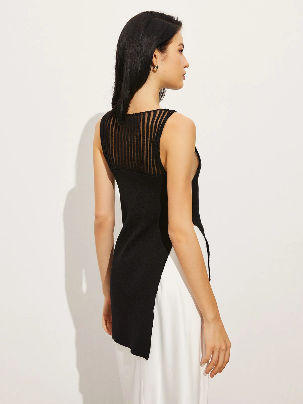 Split Sheer Mesh Sweater Vest sold by COMMENSE product image thumbnail 2